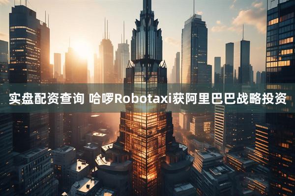 实盘配资查询 哈啰Robotaxi获阿里巴巴战略投资